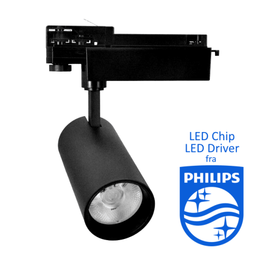 Philips LED skinnespot 30W 3000LM 3000-4000K Ra/CRI90+ Sort