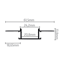 Alternative view of R5 Anodiseret Indmuringsprofil 1M