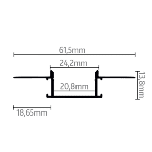 Alternative view of R5 Anodiseret Indmuringsprofil 1M