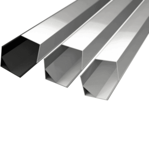 45° Alu-profil til LED strip, inklusiv kvadradisk cover, endestykker og clips - 1 meter