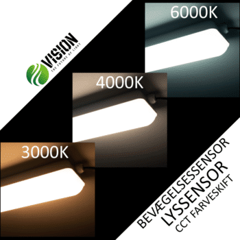 CCT LED Armatur med sensor (LUX, Bevægelse) og farveskift (3000-6000K)