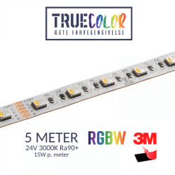 10 meter TrueColor RGBW LED bånd 24V RGB+3000K Ra/CRI 90+ IP20
