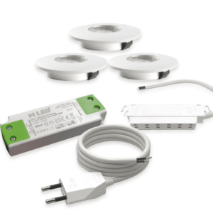 Komplet møbelspot sæt med 3-6 spot i mat hvid, 24V, 2800K, 3W