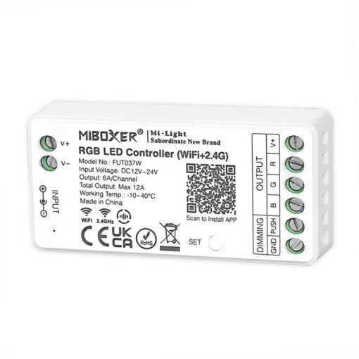 MiBoxer RGB WiFi LED Controller, 12-24V + Push Dæmp