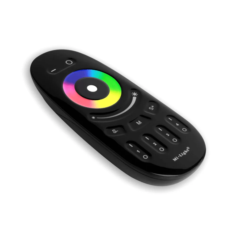 MiBoxer Remote til RGB, RGBW - Sort 1 Sort MiBoxer RGB/RGBW Fjernbetjening, 4 zoner, 2,4GHz, 30 meters rækkevidde