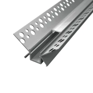 Komplet indmuringsprofil til indvendigt hjørne til LED strip. Anodiseret og kan monteres både ude og inde. 1 meter og komplet med endestykker og diffuser.