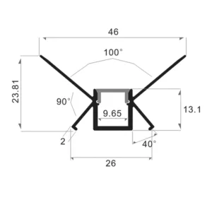 Alternative view of R10 Anodiseret Indmuringsprofil 1M