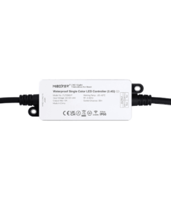 IP66 Udendørs LED Controller til Single Color LED, 2,4GHz trådløs styring med fjernbetjening eller app- og stemmestyring.