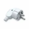 230V Vinklet schuko stikprop - Hvid md jord. Maks. 2,5mm2 og 16A.