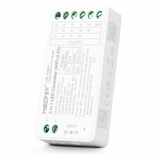3 i 1 WIFI LED controller, RGB, RGBW & RGB+CCT, 12-24v, 2,4GHz + WIFI