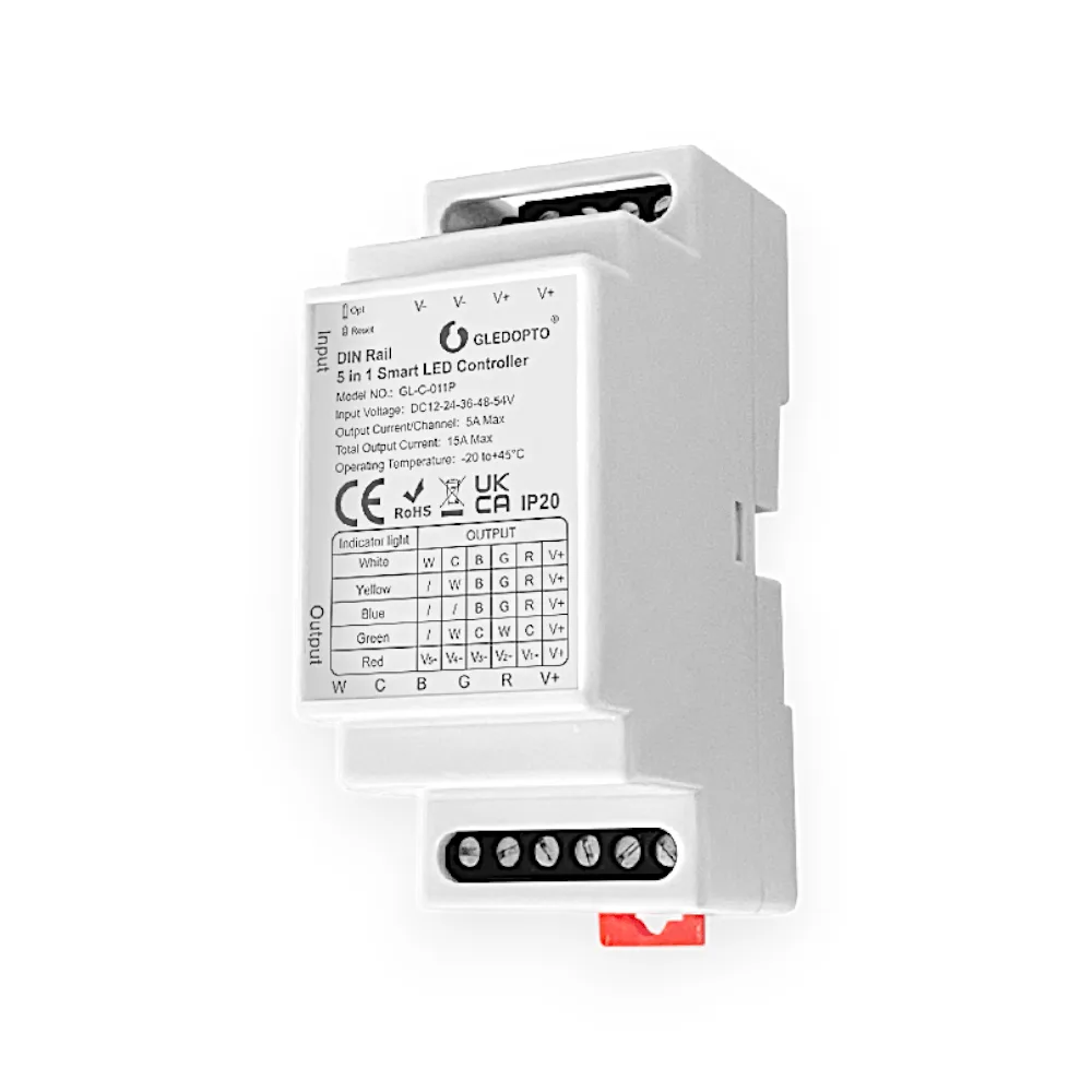 Gledopto DIN Rail Zigbee Controller, 12-24V, Maks. 15A. Virker med Philips HUE