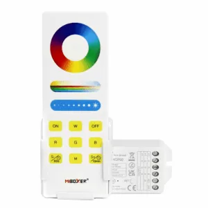 Miboxer 3-i-1 Controller sæt til RGB, RGBW og RGB+CCT. 12-24V med fjernbetjening og holder