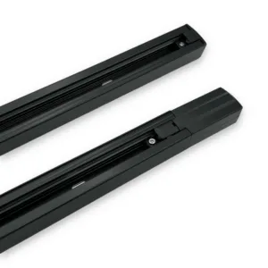 1 meter sort 1-faset/1f strømskinne til skinnespot og pendeladapter, 230V, IP20, Komplet inkl. tilslutning og endestykker