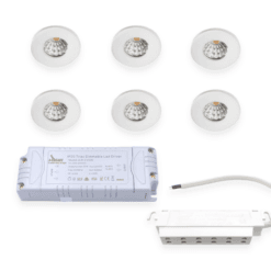 6 x IBIS Mini COB LED Spot sæt med dæmpbar driver, Hvid, 3000K, Ra95