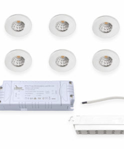 6 x IBIS Mini COB LED Spot sæt med dæmpbar driver, Hvid, 3000K, Ra95