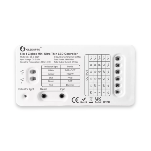 Mini 5-i-1 Zigbee LED Controller, HUE-kompatibel, 5-24V