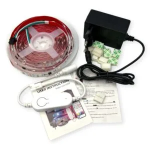 5 meter komplet RGBIC digitalt LED strip sæt til Tuya WIFI styring, IP20, 12V