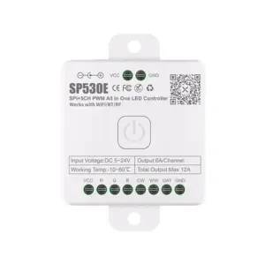Kombineret SPI-PWM Digital SPI controller og PWM til båe digitale og analoge LED strip. App- og stemmestyring via BanlanX, Google Home og Google assistant, 5-24V, IP20, WiFi, Bluetooth, RF