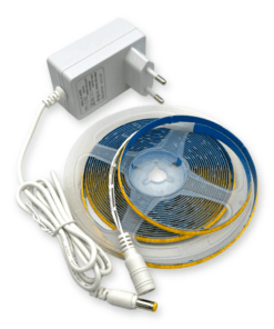 5 meter Plug and play COB LED Bånd sæt, 3000K, Varm Hvid, 12V, Indendørs, IP20