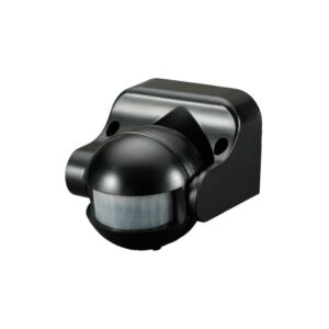 Sort Udensørs PIR sensor til LED, IP44, 0,5-12 meter, Justerbar tændingstid og skumringsrelæ. 230V