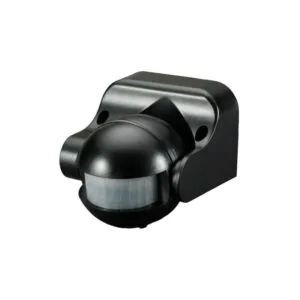 Sort Udensørs PIR sensor til LED, IP44, 0,5-12 meter, Justerbar tændingstid og skumringsrelæ. 230V
