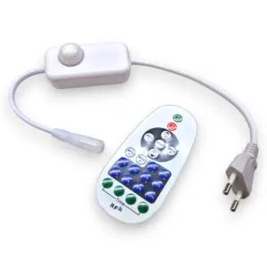 230V hvid ledningslysdæmper med fjernbetjening til Neon Flex lysslange. Trinløs dæmpning og afbryder. IP20 indendørs