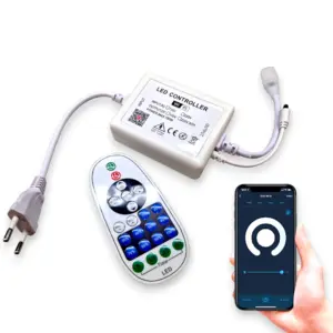 NEON FLEX WiFi Lysdæmper med fjernbetjening. Kobles direkte på WiFi via Tuya smart eller Smartlife app'en. 230V AC, IP20 Indendørs.