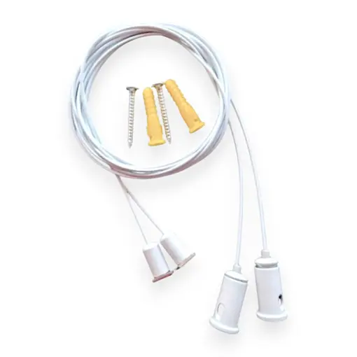 Hvidt Wire-ophæng til alu-profilerne S11, S12 og R6 til LED bånd og LED strips