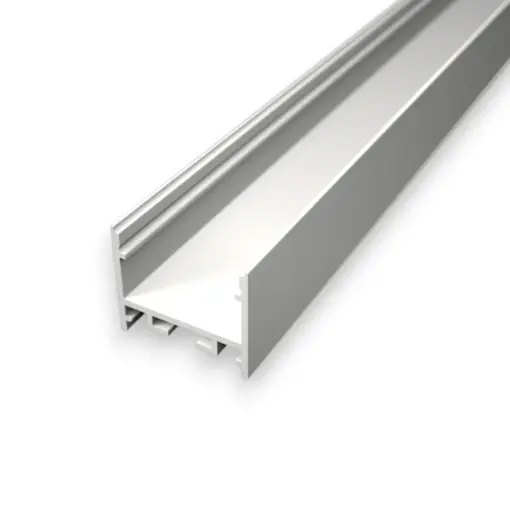 S12 Hvid Anodiseret Alu-profil til 230V LED bånd og LED strips eller to sideløbende LED strips