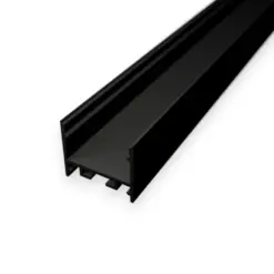 S12 Sort Anodiseret Alu-profil til 230V LED bånd og LED strips eller to sideløbende LED strips