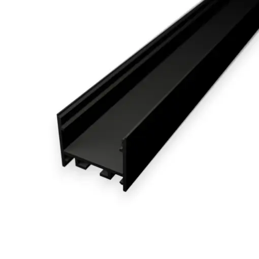 S12 Sort Anodiseret Alu-profil til 230V LED bånd og LED strips eller to sideløbende LED strips