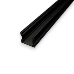 1 meter S2 høj sort anodiseret alu-profil til LED bånd og LED strips