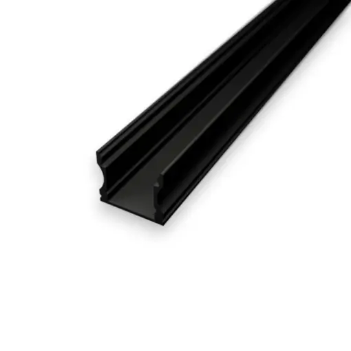 1 meter S2 høj sort anodiseret alu-profil til LED bånd og LED strips