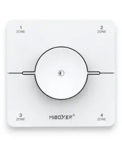 Hvid 4-Zoners 2,4GHz trådløs Drejelysdæmper til Miboxer Single Color og CCT controllere og lyskilder. Rækkevidde: 30 meter
