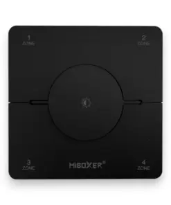 Sort 4-Zoners 2,4GHz trådløs Drejelysdæmper til Miboxer Single Color og CCT controllere og lyskilder. Rækkevidde: 30 meter