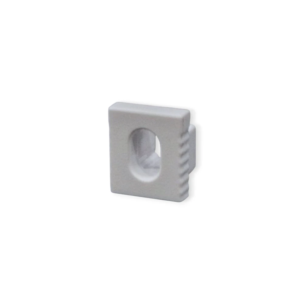Endestykke til SLIM-XS Alu-profil med hul til ledningsgennemførsel, Grå