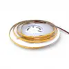 5 meter smal COB LED Strip, Bredde: 5mm, Forbrug: 6W/m, Lysfarve: 3000K Varm Hvid, Spænding: 24V DC, Er Dæmpbar, Til sekundær belysning, Til akustik panel, Til skabslys, IP20 Indendørs
