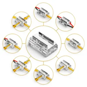 NEO Multiclip - Alt-i-én tilslutnings- og samleklips til LED strips. Fås i 8 og 10 mm. Yderst kompakt og passer i alu-profiler.